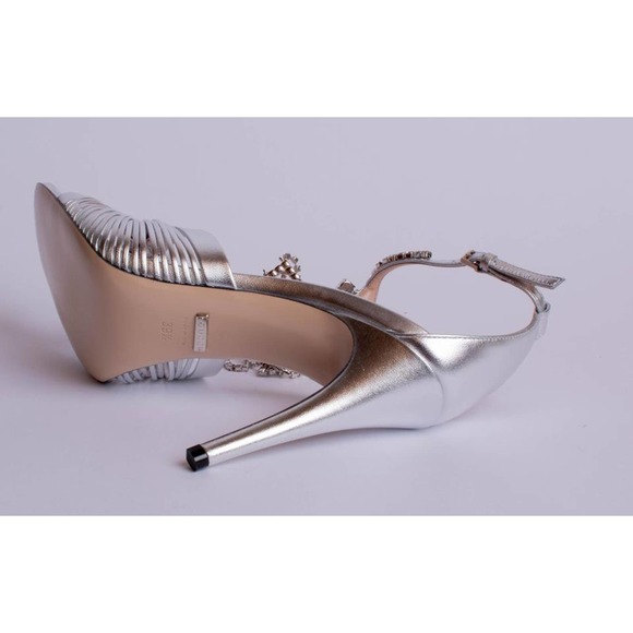 Silver Crawford Womens Heels Leather Sandals Size - Picture 2 of 6